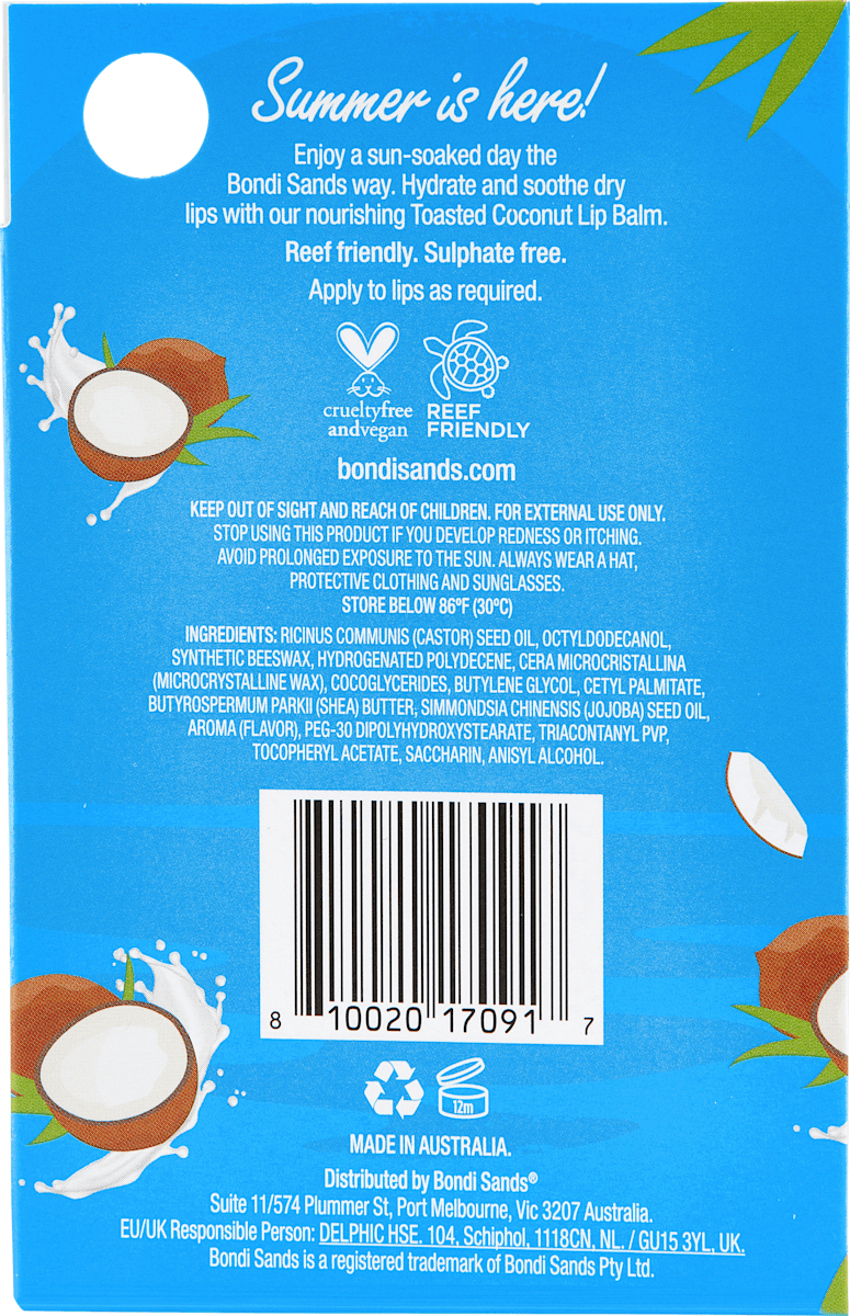 Bondi Sands Lip Balm Coconut SPF 50+, 10 g