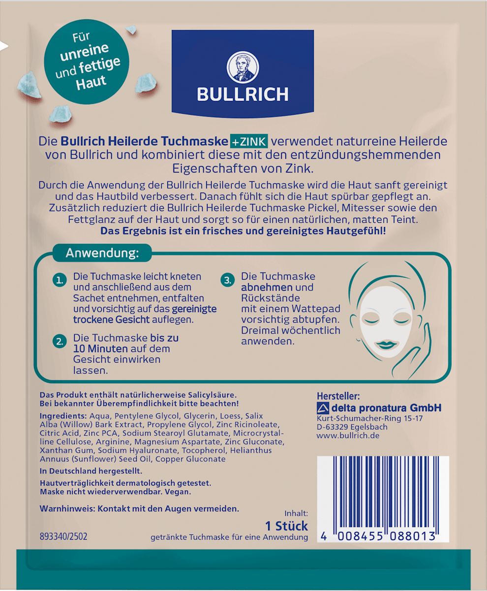 BULLRICH Sheet Mask Healing Earth + Zinc, 1 pc