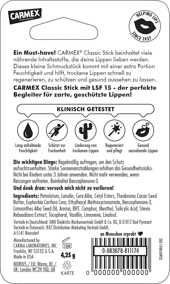 Carmex Lip Care Classic SPF 15, 4.25 g
