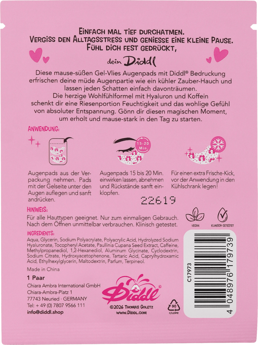 Diddl Eye Pads Printed Sheet Hyaluron & Caffeine (1 pair), 2 pcs