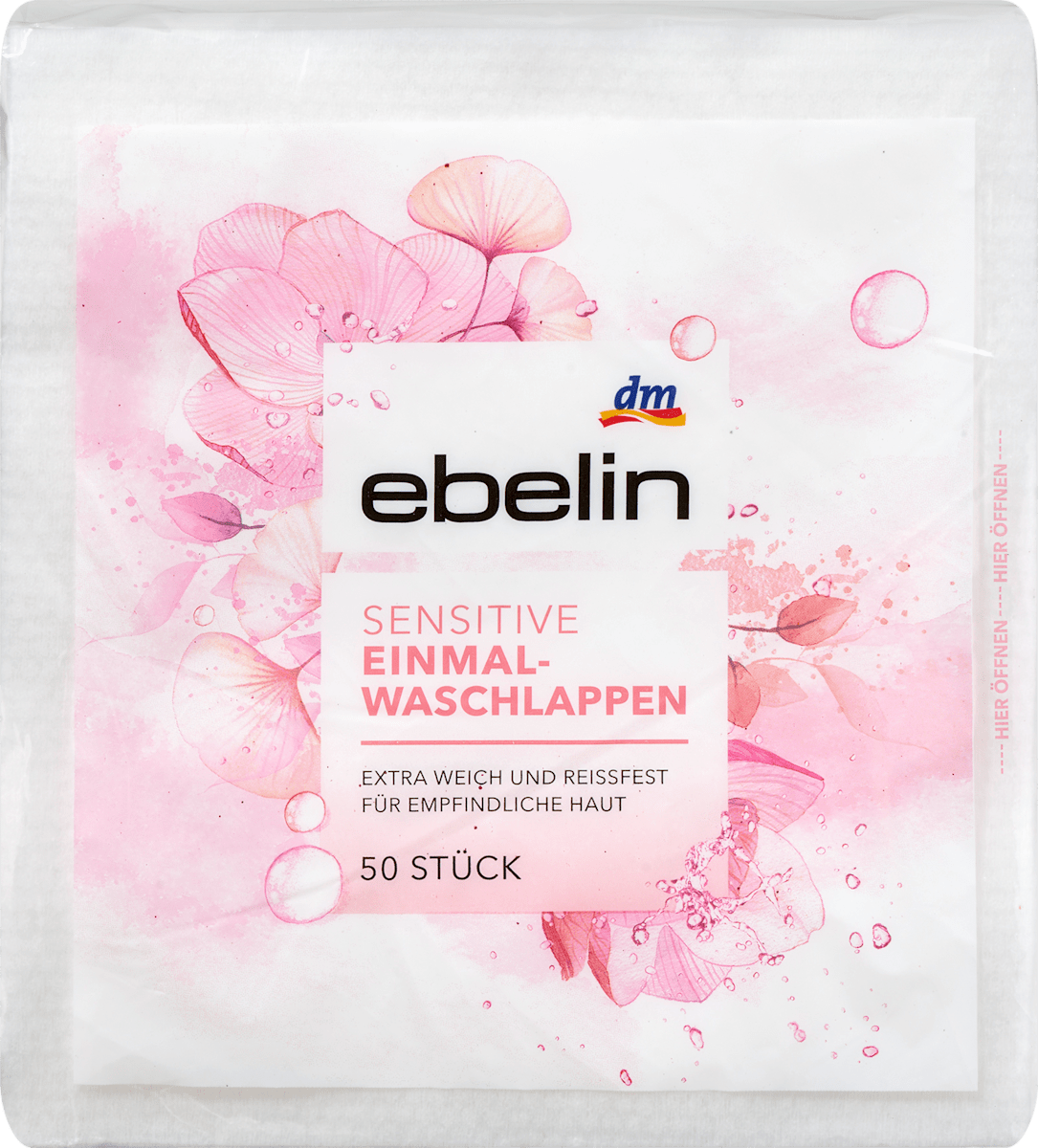 ebelin Disposable Washcloths Sensitive, 50 pcs