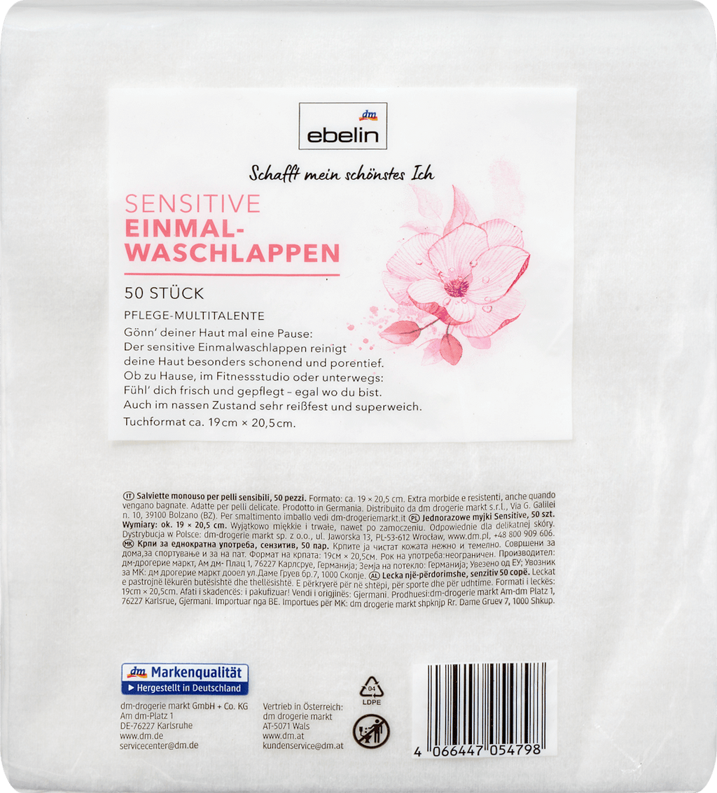 ebelin Disposable Washcloths Sensitive, 50 pcs