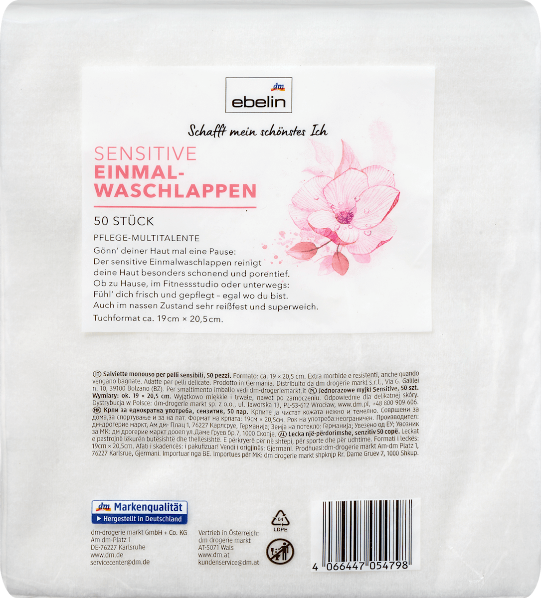ebelin Disposable Washcloths Sensitive, 50 pcs