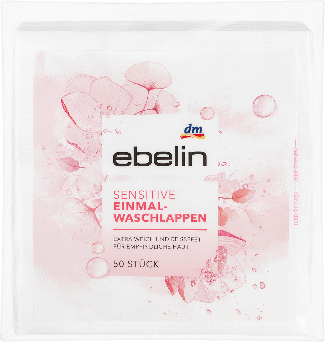 ebelin Disposable Washcloths Sensitive, 50 pcs