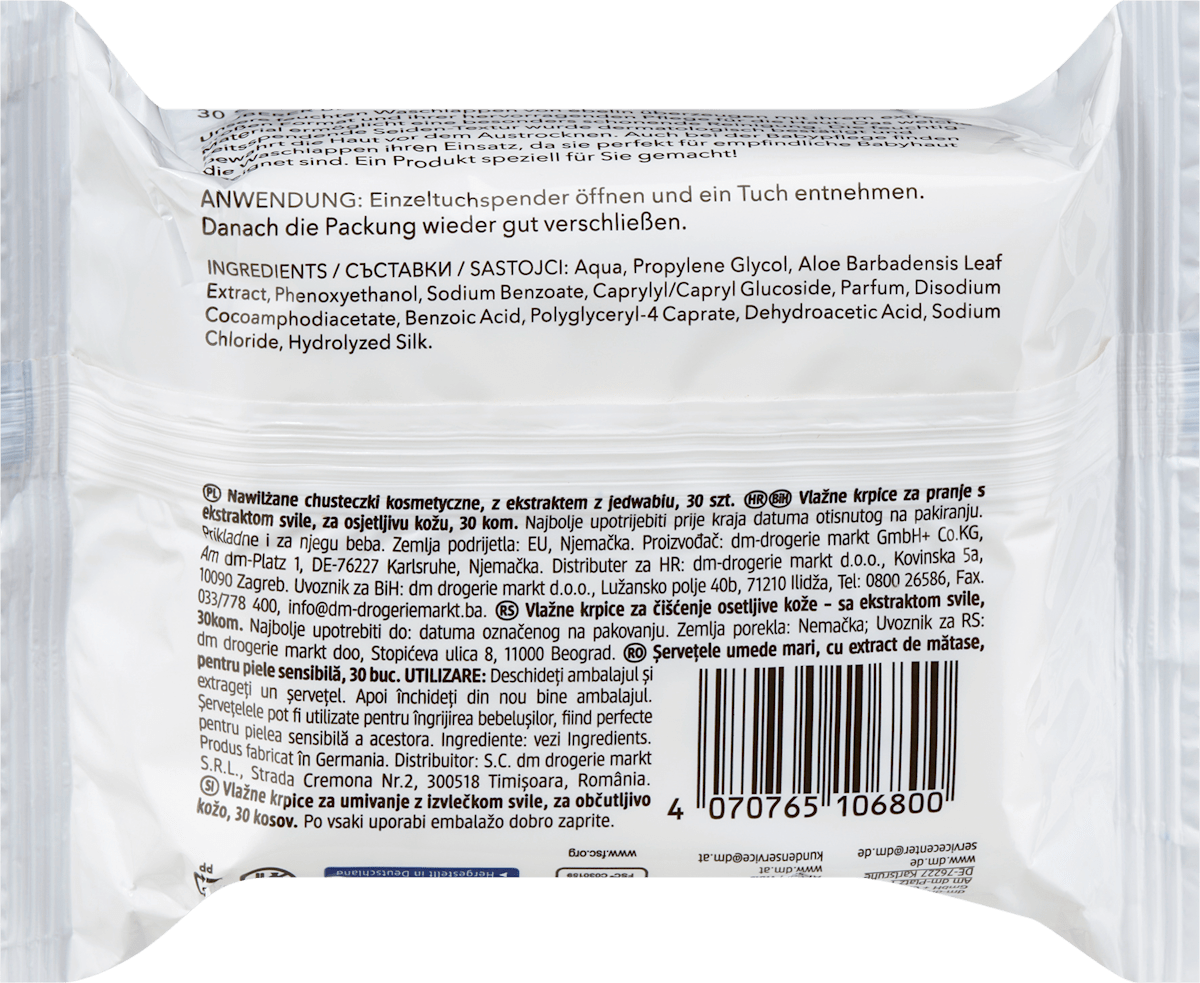 ebelin Wet Washcloths with Silk Extract, 30 pcs