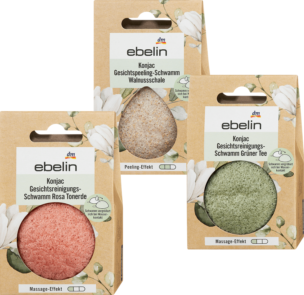 ebelin Konjac Facial Cleansing Sponge, 1 pc