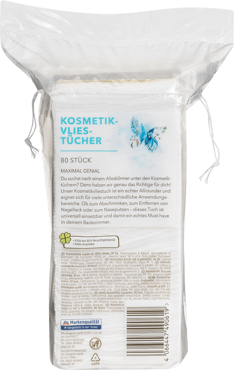 ebelin Cosmetic Cotton Wipes, 80 pcs