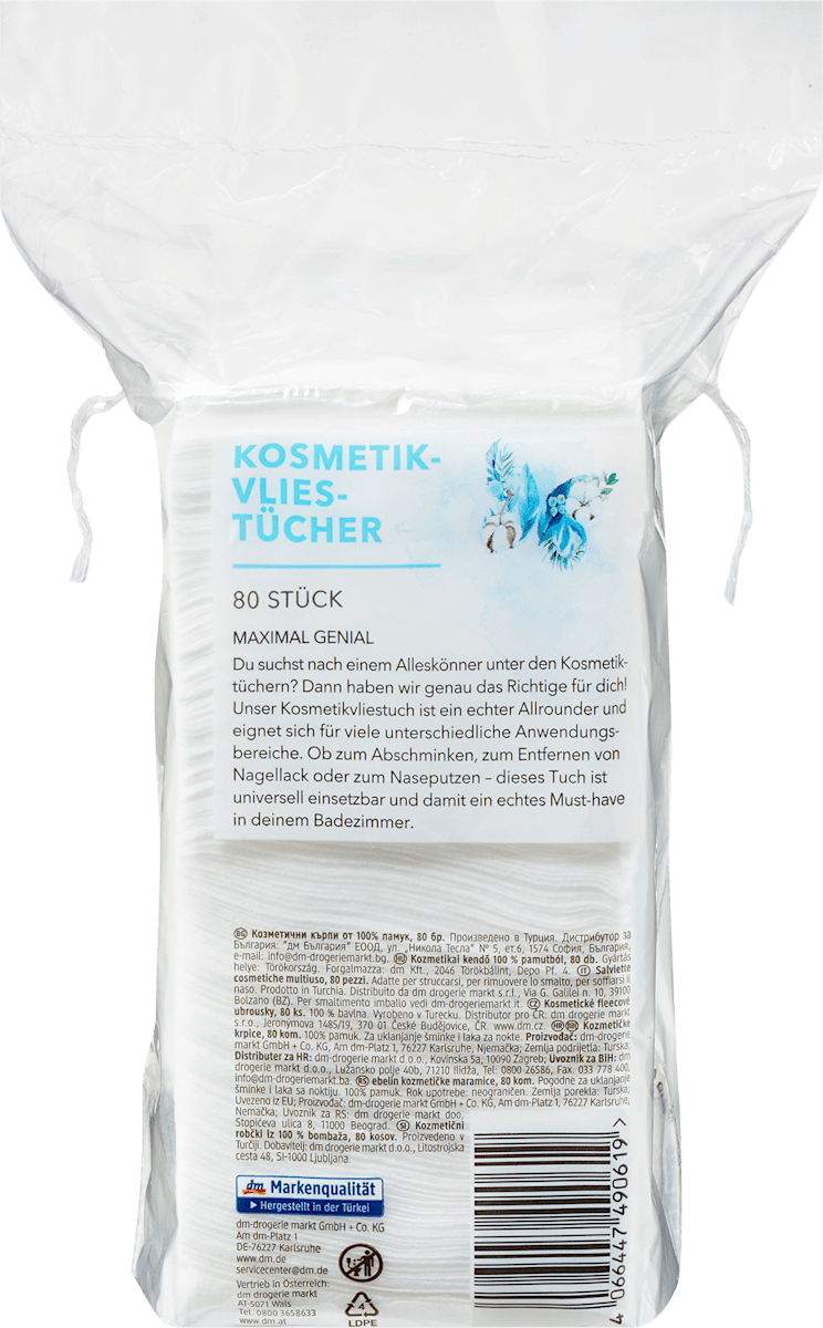 ebelin Cosmetic Cotton Wipes, 80 pcs