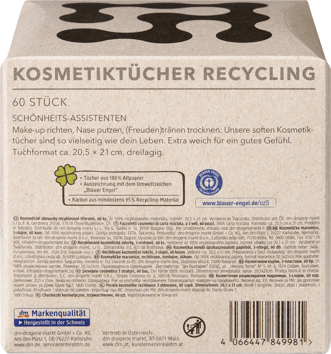 ebelin Recycled Facial Tissues 3-ply, 60 pcs