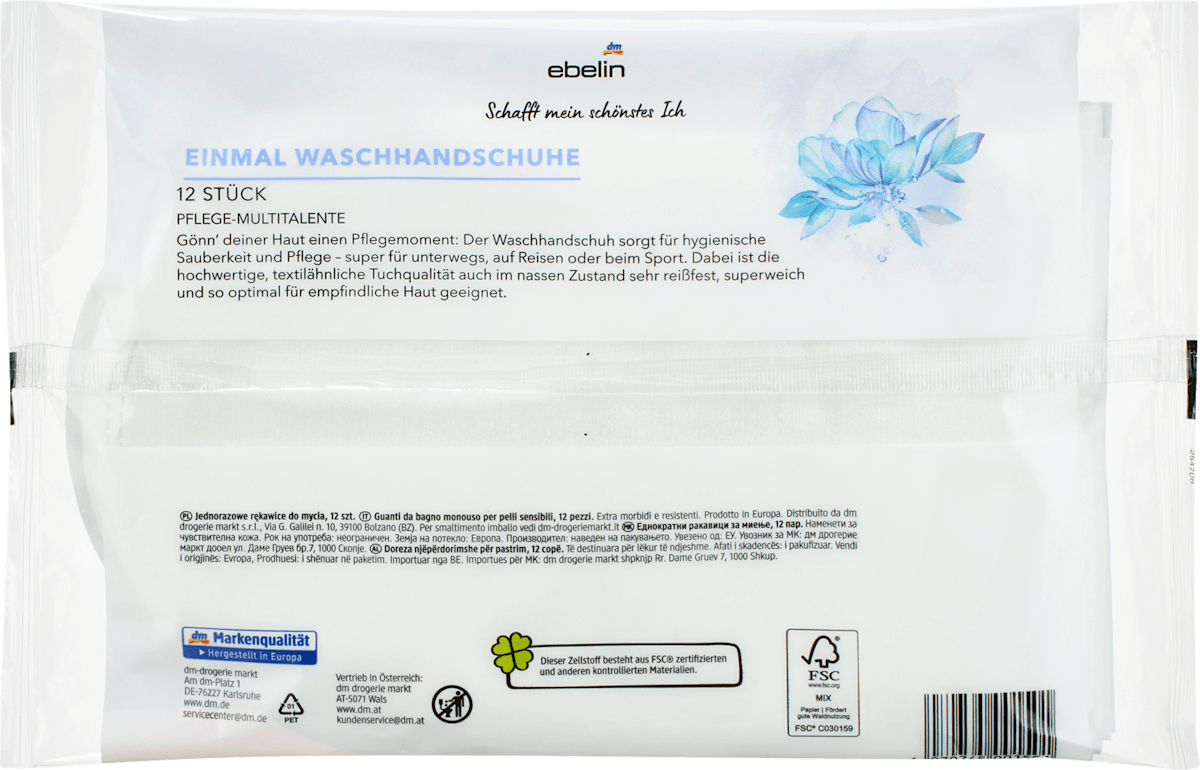 ebelin Disposable Washcloths, 12 pcs