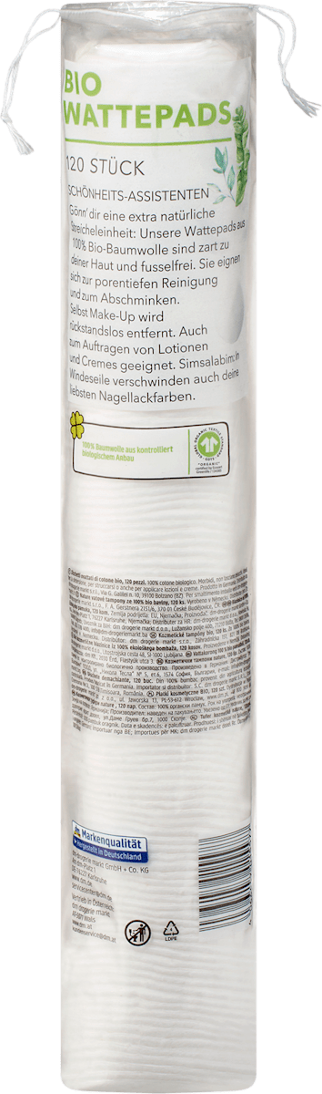 ebelin Organic Cotton Pads GOTS Certified, 120 pcs