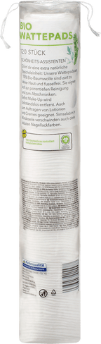 ebelin Organic Cotton Pads GOTS Certified, 120 pcs