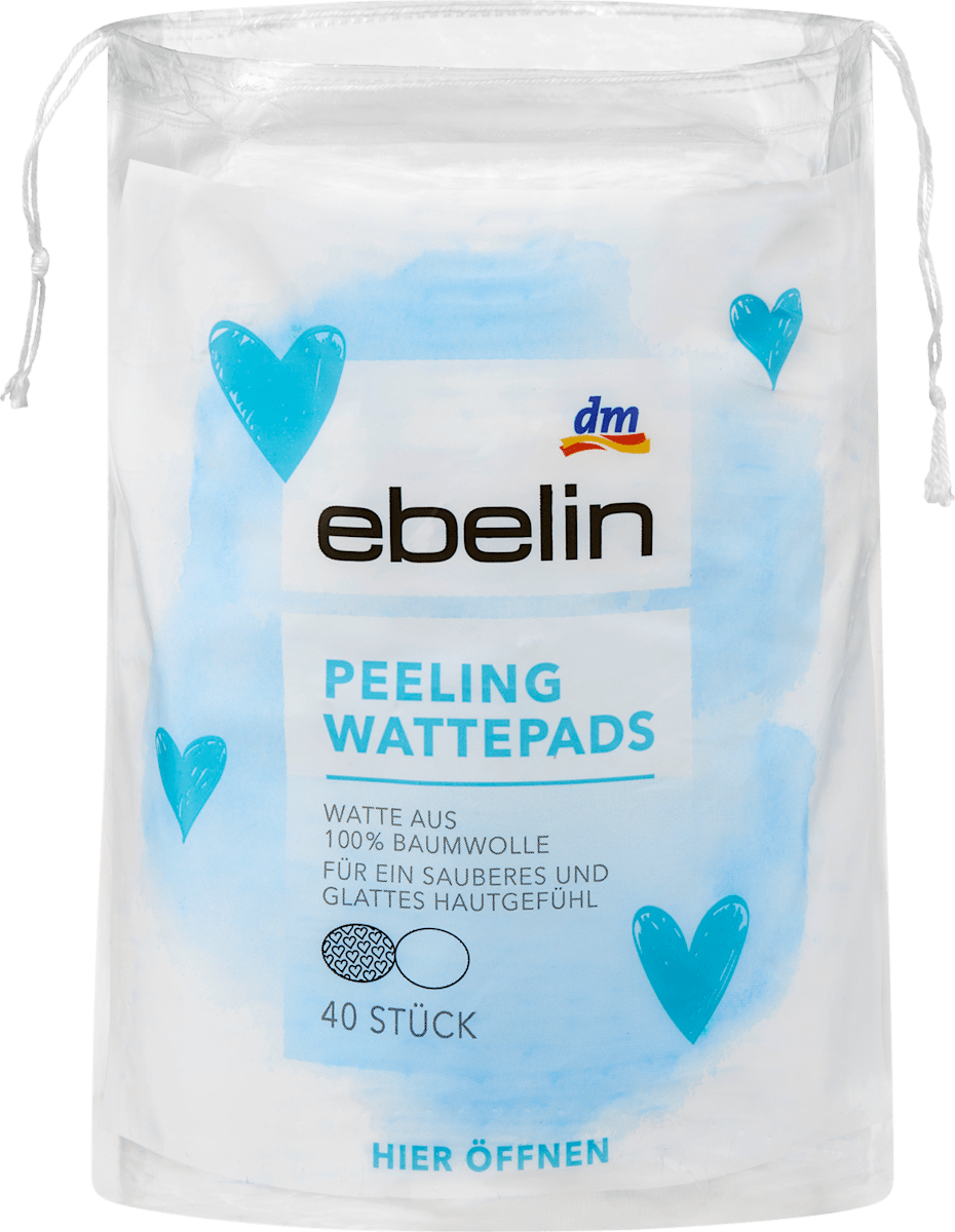 ebelin Exfoliating Cotton Pads Hearts, 40 pcs