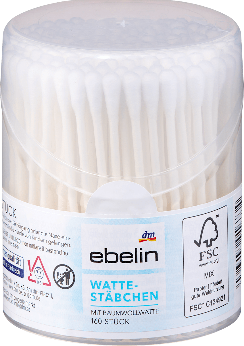 ebelin Cotton Buds Box, 160 pcs