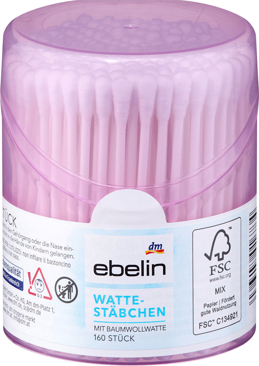 ebelin Cotton Buds Box, 160 pcs
