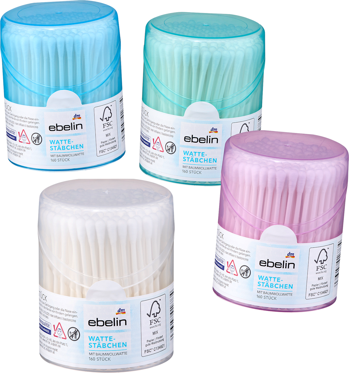 ebelin Cotton Buds Box, 160 pcs