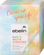 ebelin Cotton Buds Colourful, 200 pcs
