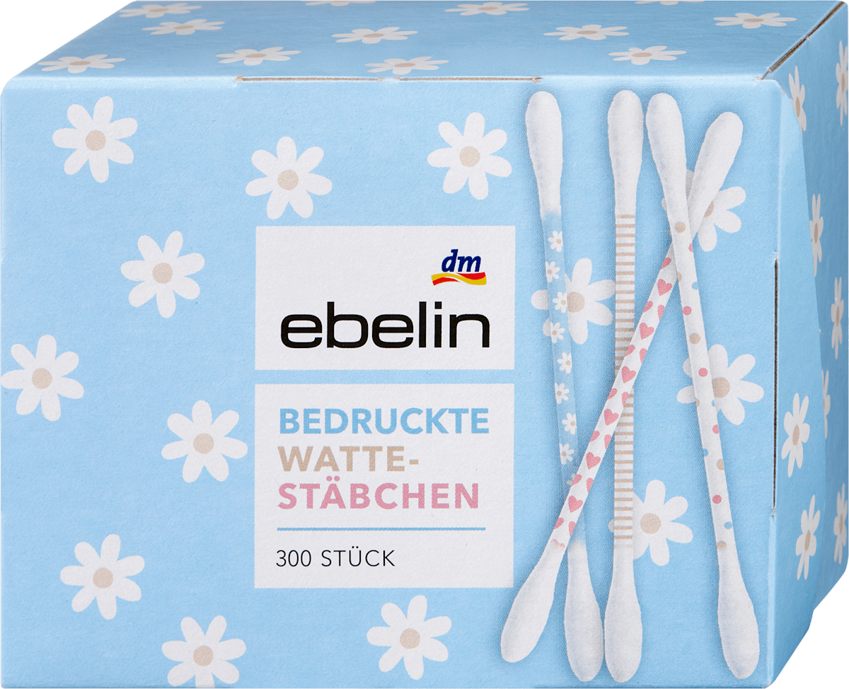 ebelin Cotton Buds with Printed Paper Sticks Motif Box, 300 pcs
