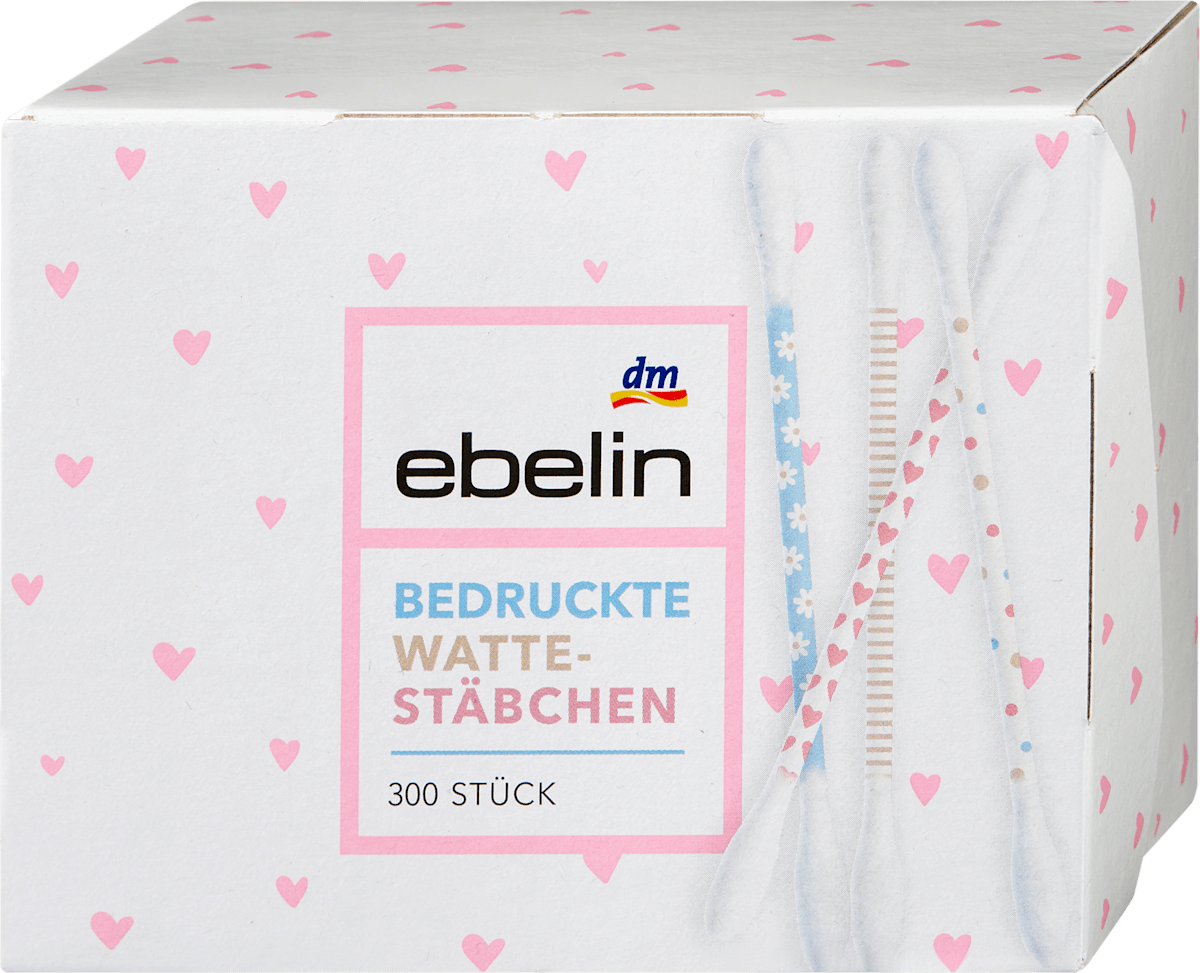 ebelin Cotton Buds with Printed Paper Sticks Motif Box, 300 pcs