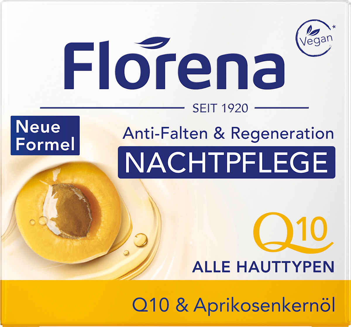 Florena Night Cream Q10 & Apricot Kernel Oil, 50 ml