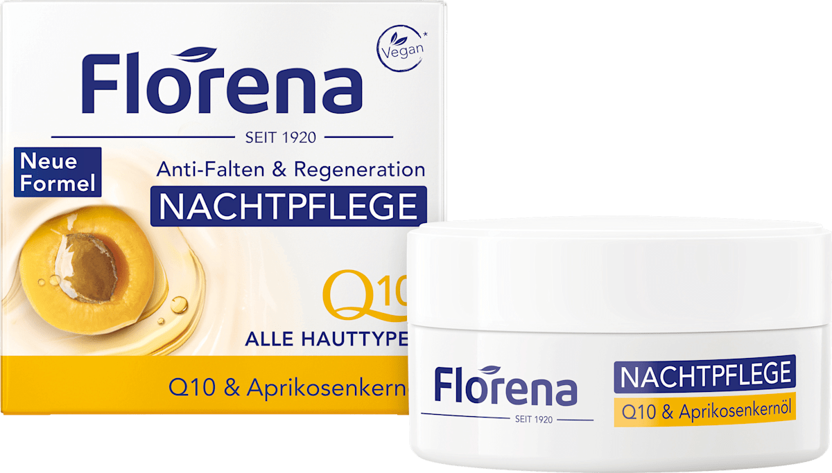 Florena Night Cream Q10 & Apricot Kernel Oil, 50 ml