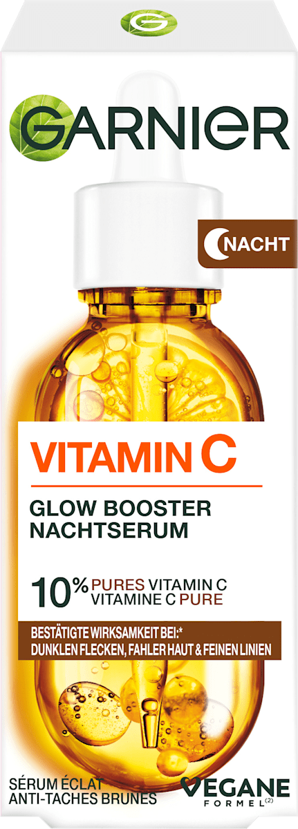 Garnier Skin Active Night Serum Glow Booster with Vitamin C & Hyaluronic Acid, 30 ml