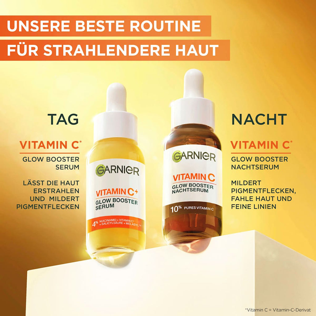 Garnier Skin Active Night Serum Glow Booster with Vitamin C & Hyaluronic Acid, 30 ml