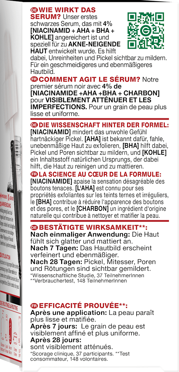 Garnier Skin Active Serum Anti-Blemish AHA + BHA Charcoal, 30 ml