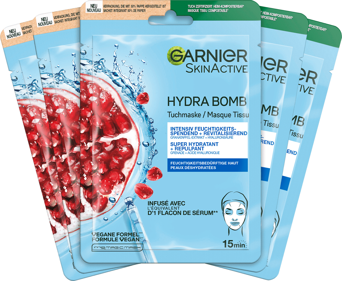 GARNIER Sheet Mask Hydra Bomb Pomegranate, 5 pcs