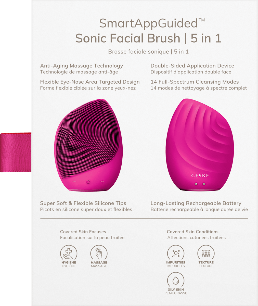 GESKE Sonic Facial Brush 5 in 1 Magenta, 1 pc