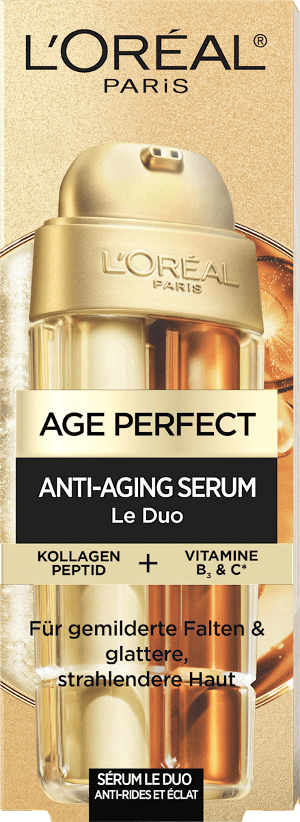 L'ORÉAL PARiS Anti-Aging Face Serum Le Duo with Collagen Peptide, Vitamin B3 and C, 30 ml