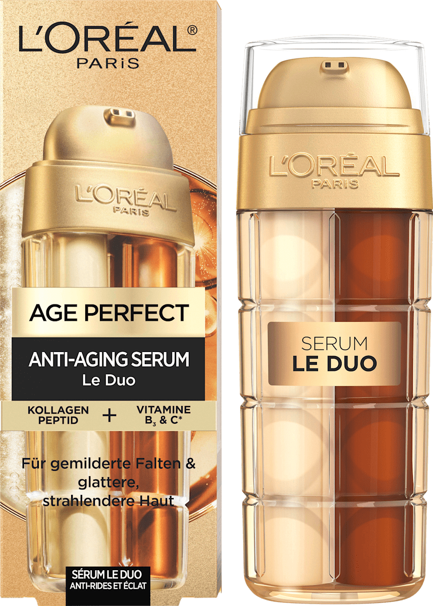 L'ORÉAL PARiS Anti-Aging Face Serum Le Duo with Collagen Peptide, Vitamin B3 and C, 30 ml