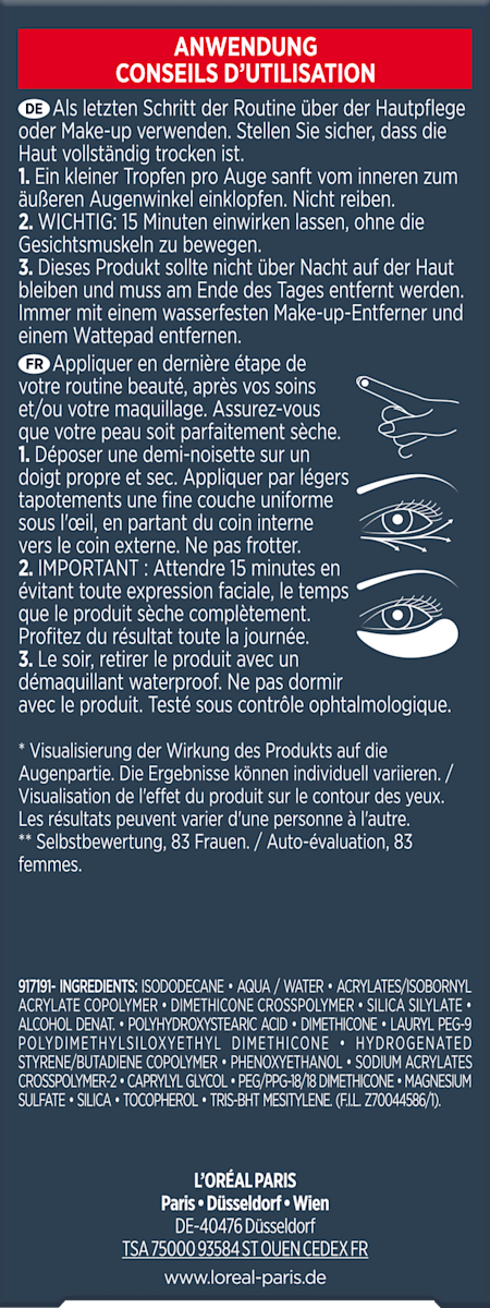 L'ORÉAL PARiS Eye Cream Anti-Eye Bag Laser Instant Eye Lift, 15 ml