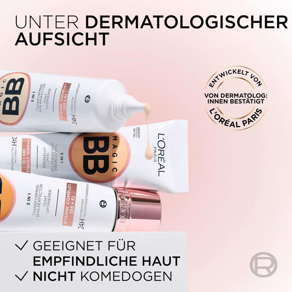 L'ORÉAL PARiS BB Cream 5in1, 24h Moisturizing, Very Light, SPF 11, 30 ml