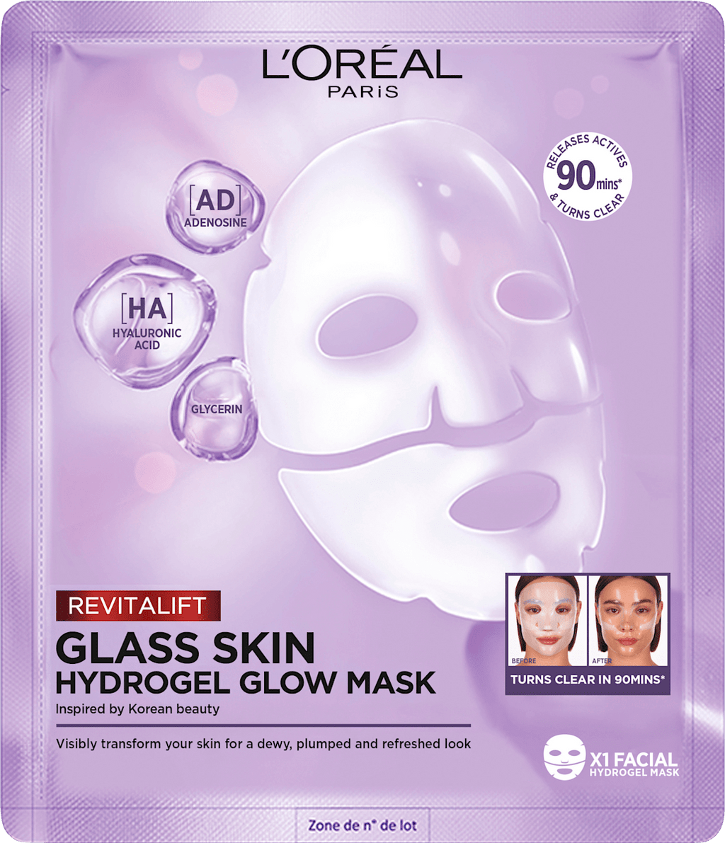 L'ORÉAL PARiS Revitalift Face Mask Glass Skin Hydrogel Glow Mask, 1 pc