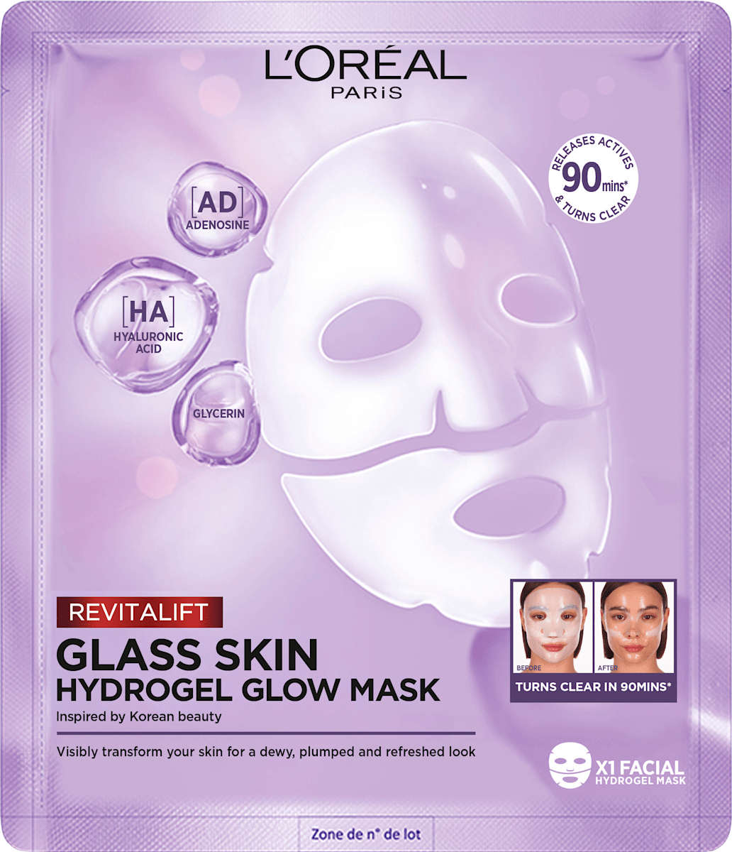 L'ORÉAL PARiS Revitalift Face Mask Glass Skin Hydrogel Glow Mask, 1 pc