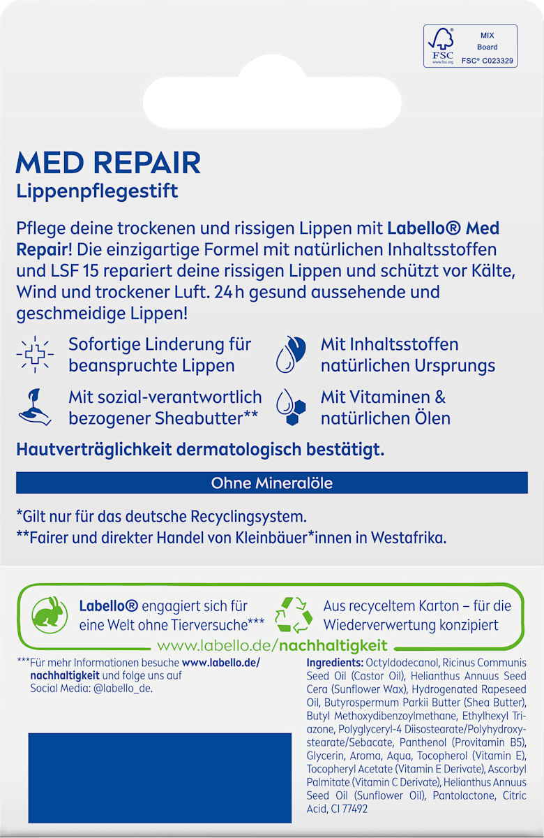 Labello Lip Care Med Repair SPF 15, 4.8 g