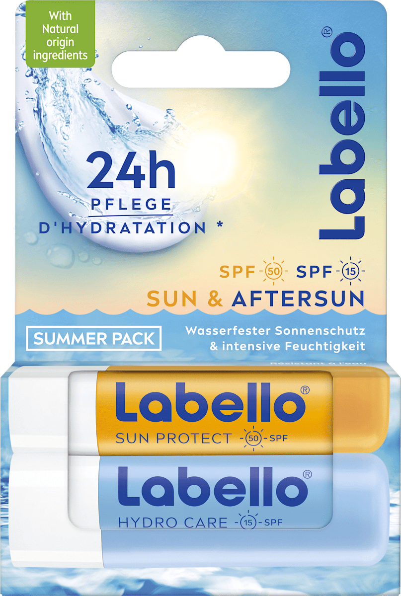 Labello Lip Care Stick Sun SPF 50 & Hydro SPF 15 Summer Mix Set (2 x 4.8 g), 9.6 g