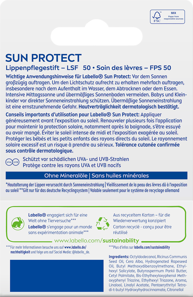 Labello Lip Balm Stick Sun Protect SPF 50+, 4.8 g
