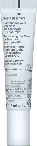 lavera NATURKOSMETIK Anti-Wrinkle Eye Cream Q10 Basis Sensitiv, 15 ml