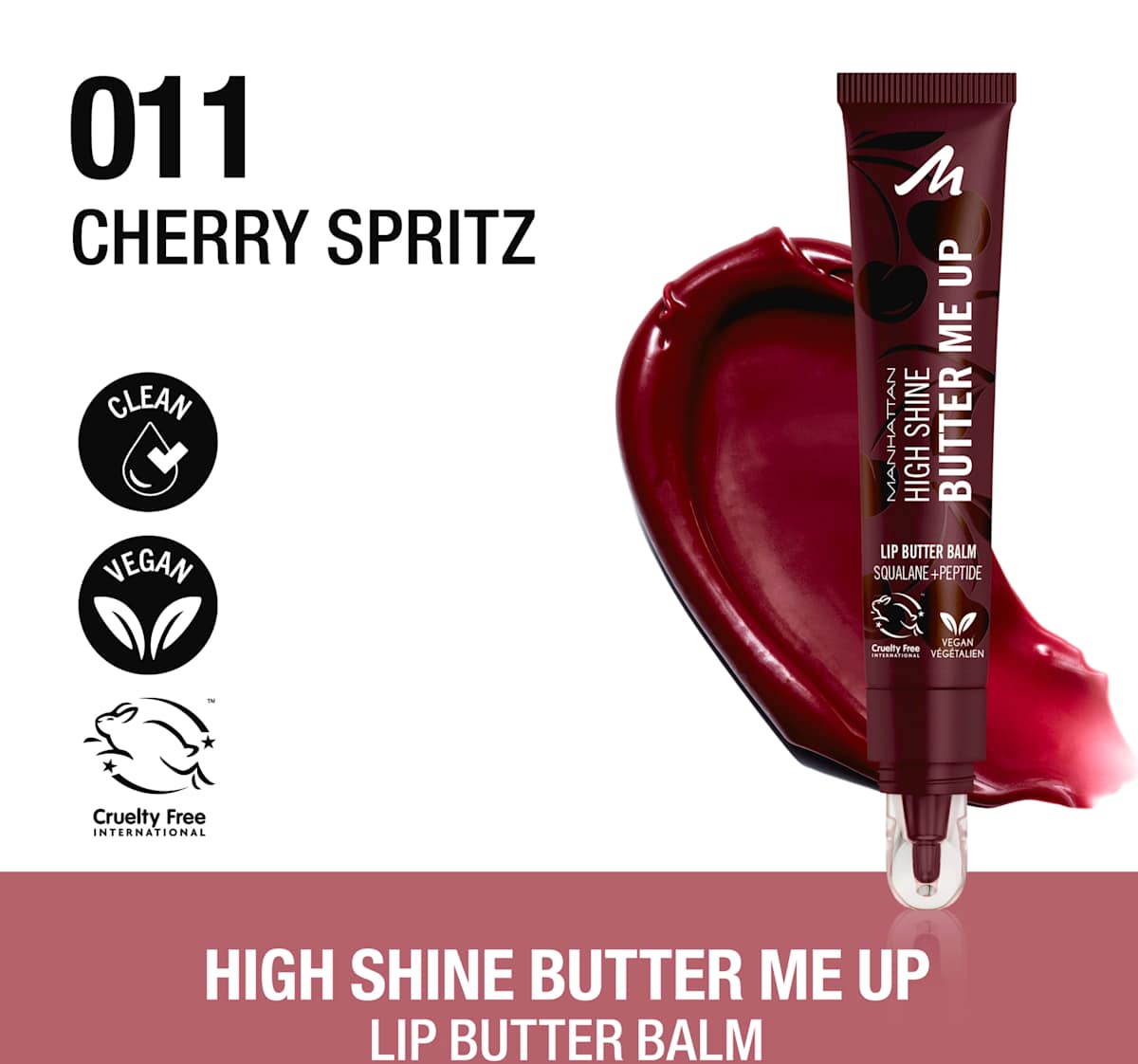 MANHATTAN Cosmetics Lip Balm High Shine Lip Butter 011 Cherry Spritz, 15 ml