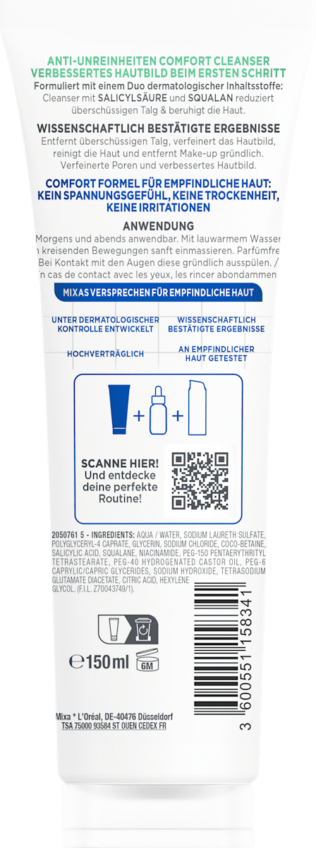 Mixa Anti-Blemish Cleanser 150 ml