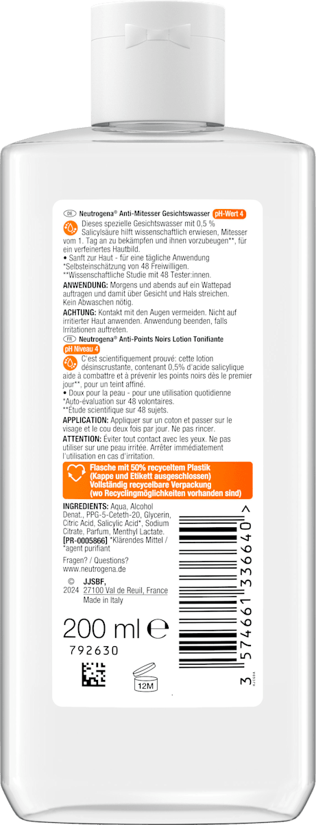Neutrogena Anti-Blackhead Facial Toner, 200 ml