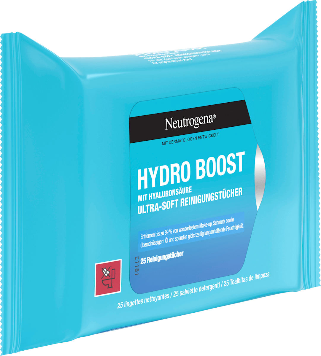Neutrogena Cleansing Wipes Hydro Boost with Hyaluronic Acid Ultra-Soft, 25 pcs