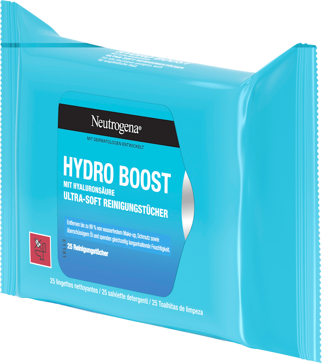 Neutrogena Cleansing Wipes Hydro Boost with Hyaluronic Acid Ultra-Soft, 25 pcs