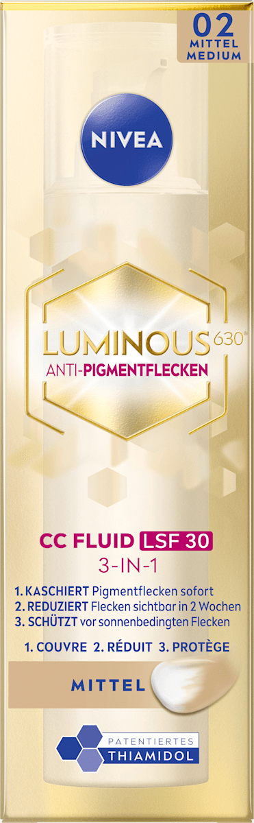 NIVEA CC Cream Luminous 630 Tinted Fluid Medium SPF 30, 40 ml