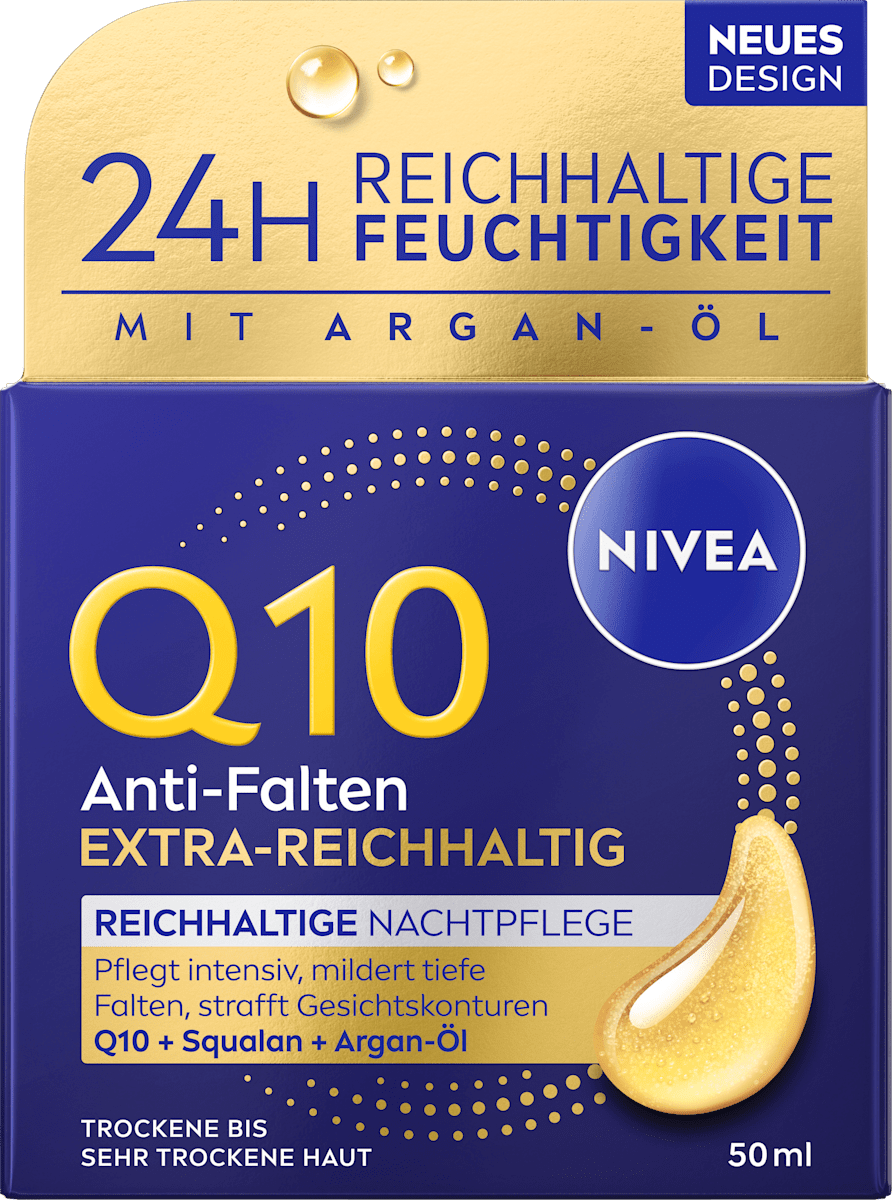 NIVEA Night Cream Q10 Anti-Wrinkle Rich, 50 ml