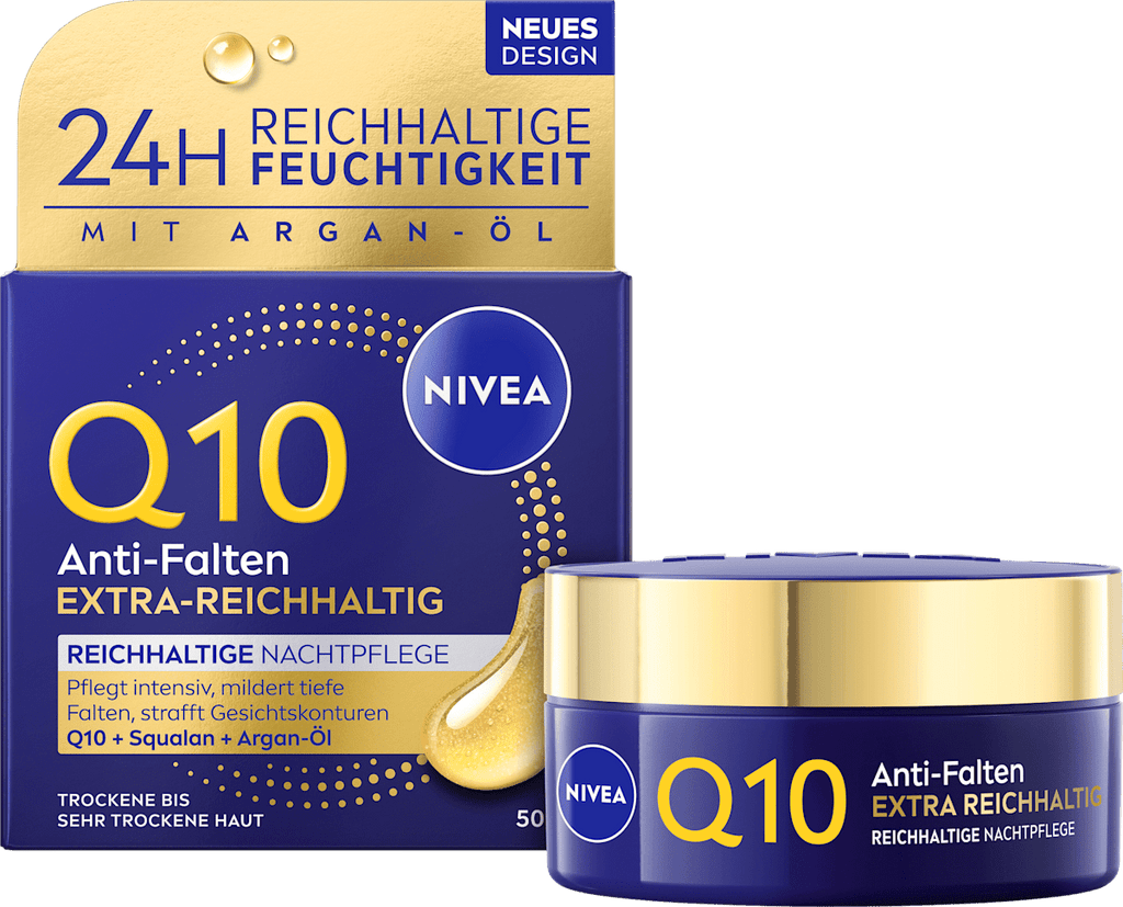 NIVEA Night Cream Q10 Anti-Wrinkle Rich, 50 ml