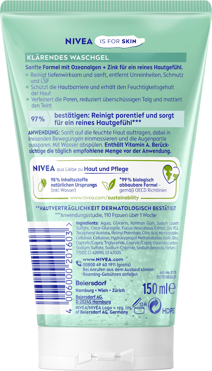 NIVEA Cleansing Gel with Clarifying Exfoliating Particles, 150 ml