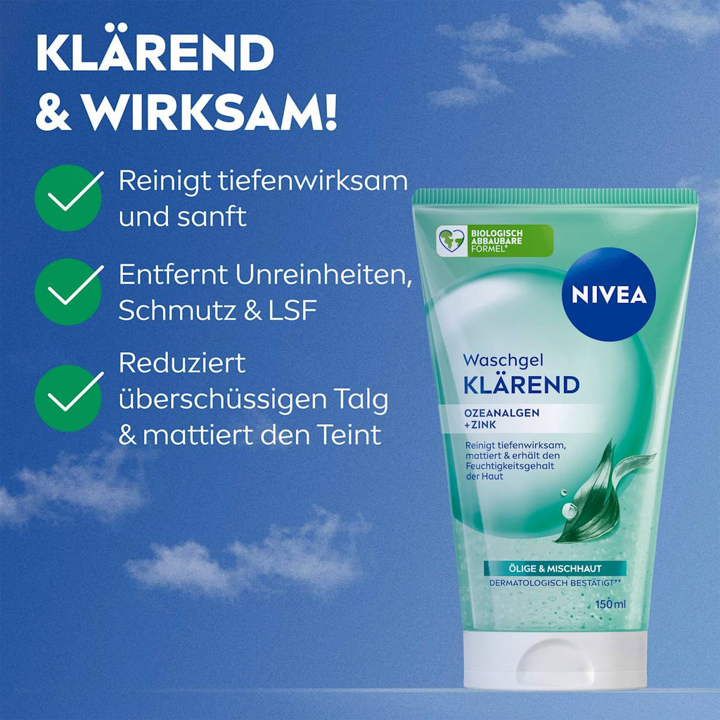 NIVEA Cleansing Gel with Clarifying Exfoliating Particles, 150 ml